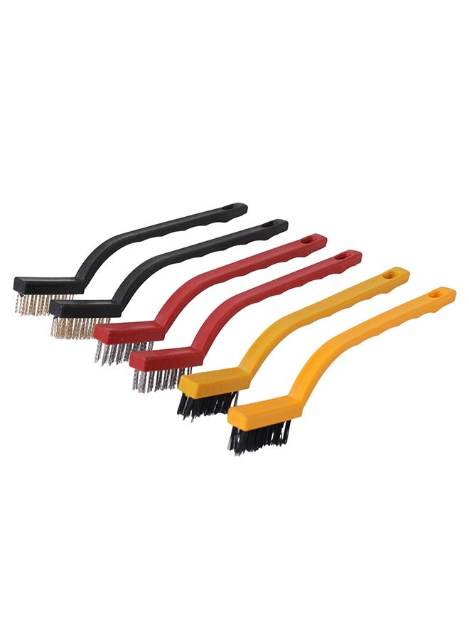 LAWAZIM Wire Brush Set -6 Piece- Handheld Cleaning Brush Set with Stainless Steel, Nylon & Iron Brushes, Curved Plastic Handles with Hanging Holes for Household Cleaning, Garage, Workshop & DIY Use - Image 4